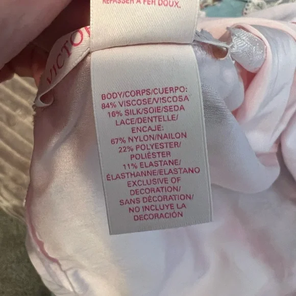 VICTORIA’S SECRET High-low Sheer Pink Lace Silk Blend Slip - Size Medium 💕 - Picture 7 of 9